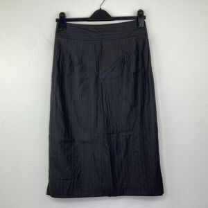 Banana Republic Monogram 6 Skirt Gray Pinstripe Career Split Back Wool Silk BF22